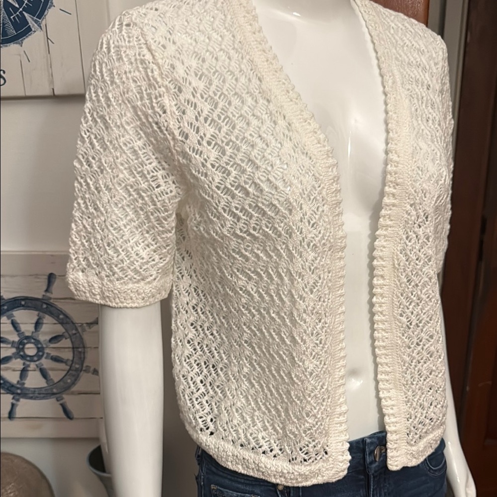 NWT jones NY size small Women's white Open-Knit Sweater